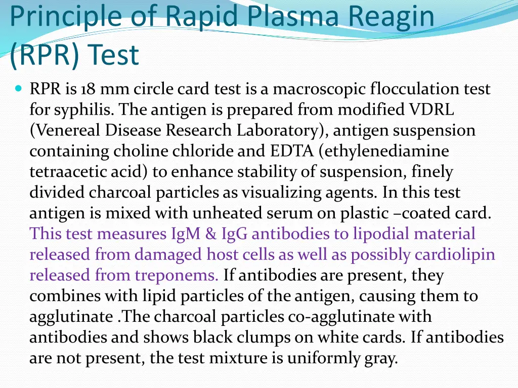 principle of rapid plasma reagin rpr test
