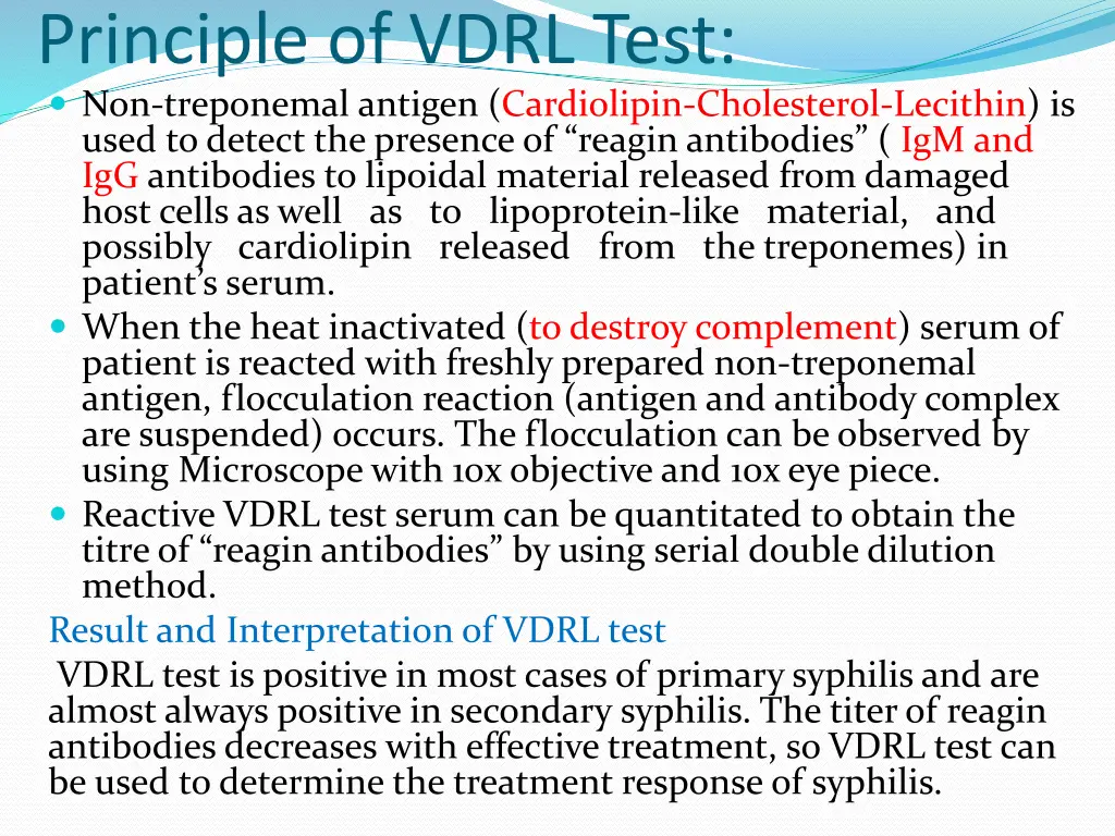 principle of vdrl test non treponemal antigen