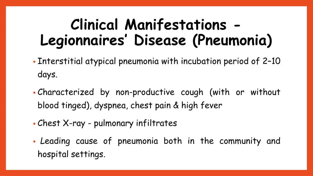 clinical manifestations legionnaires disease