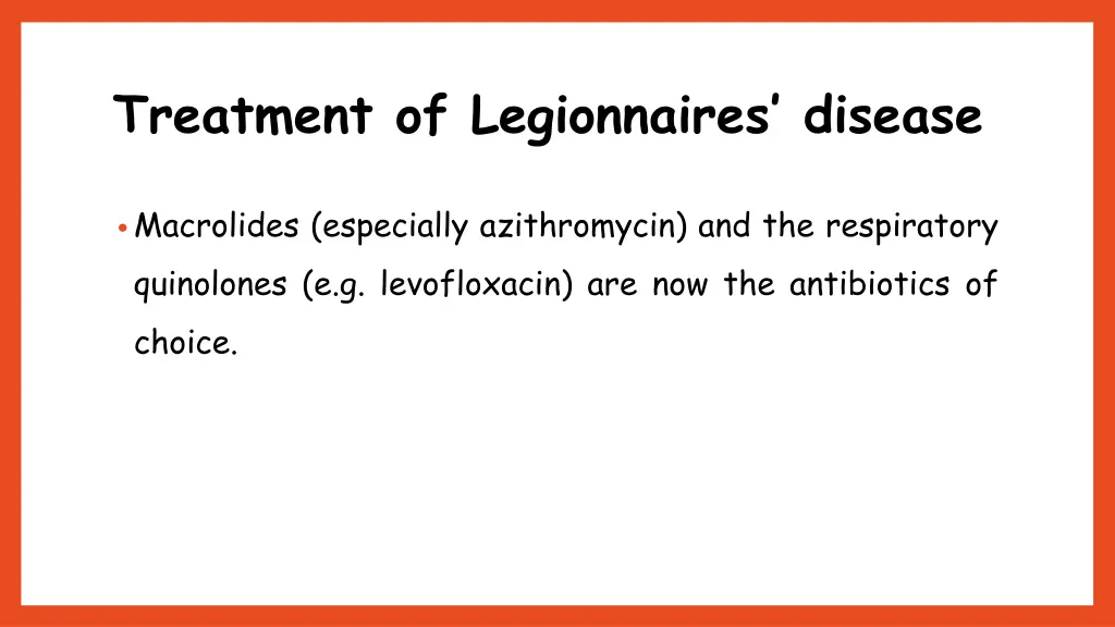 treatment of legionnaires disease