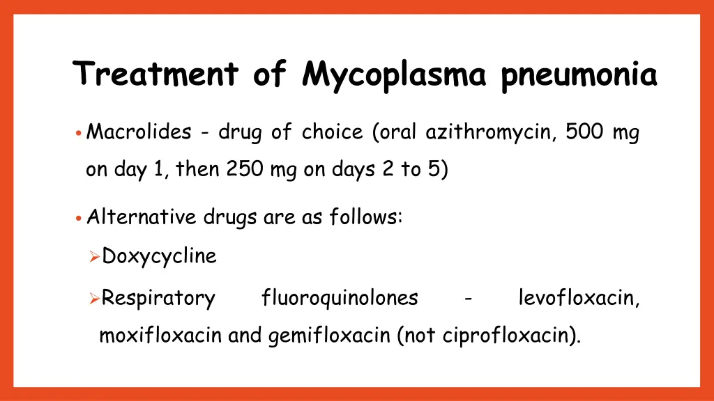 treatment of mycoplasma pneumonia