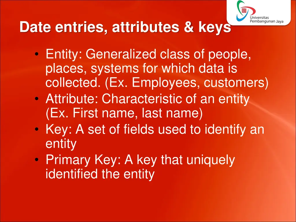 date entries attributes keys