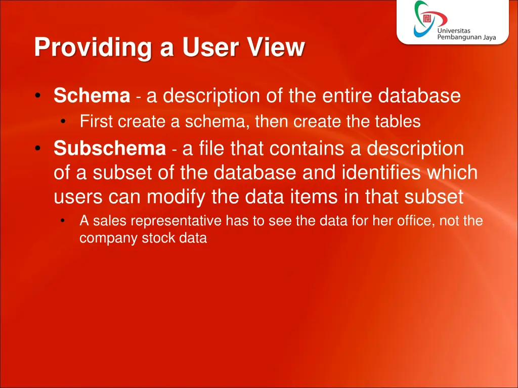 providing a user view