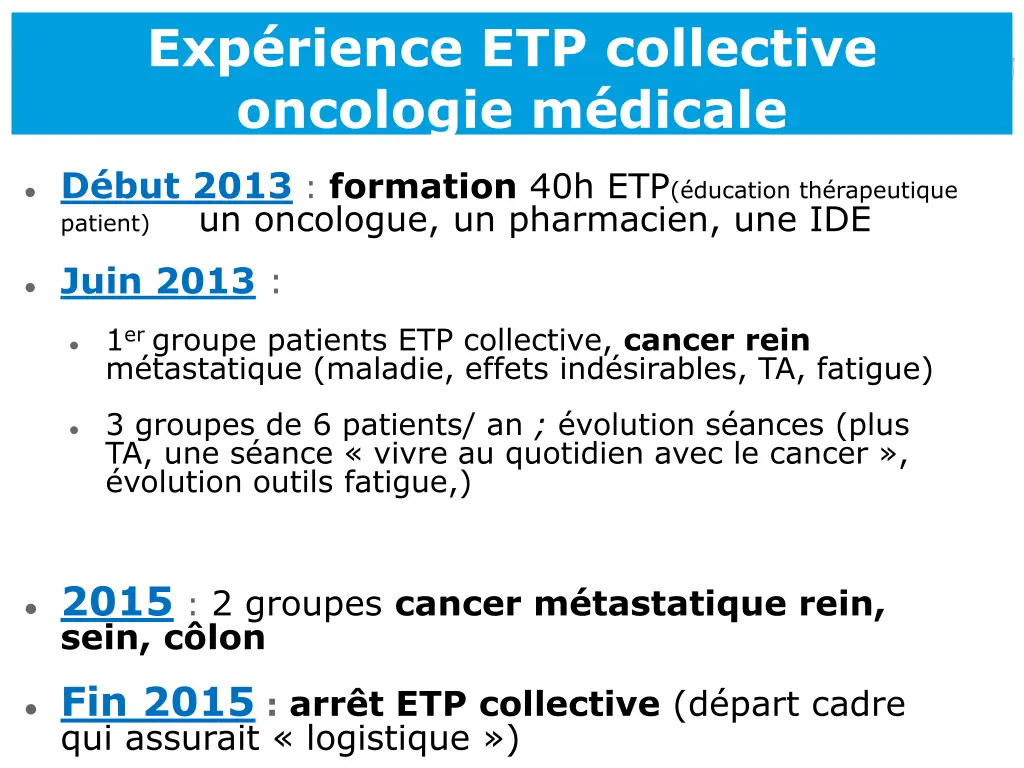 exp rience etp collective oncologie m dicale