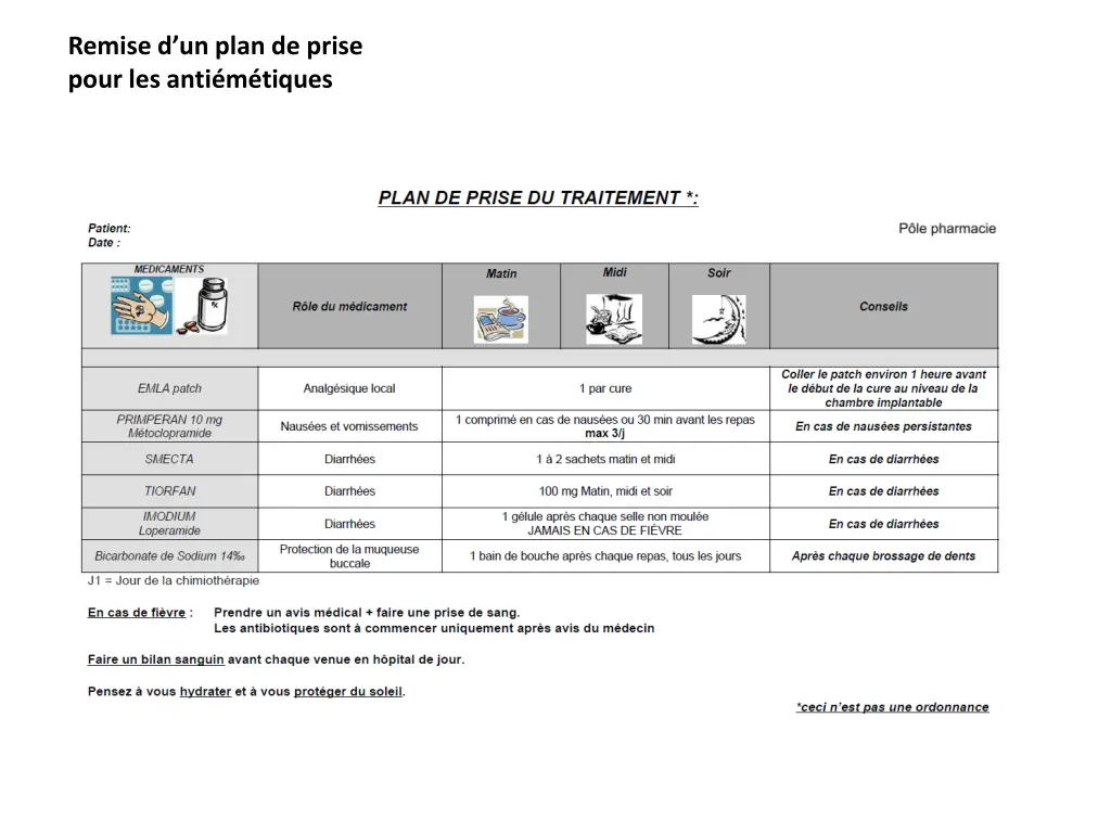 remise d un plan de prise pour les anti m tiques