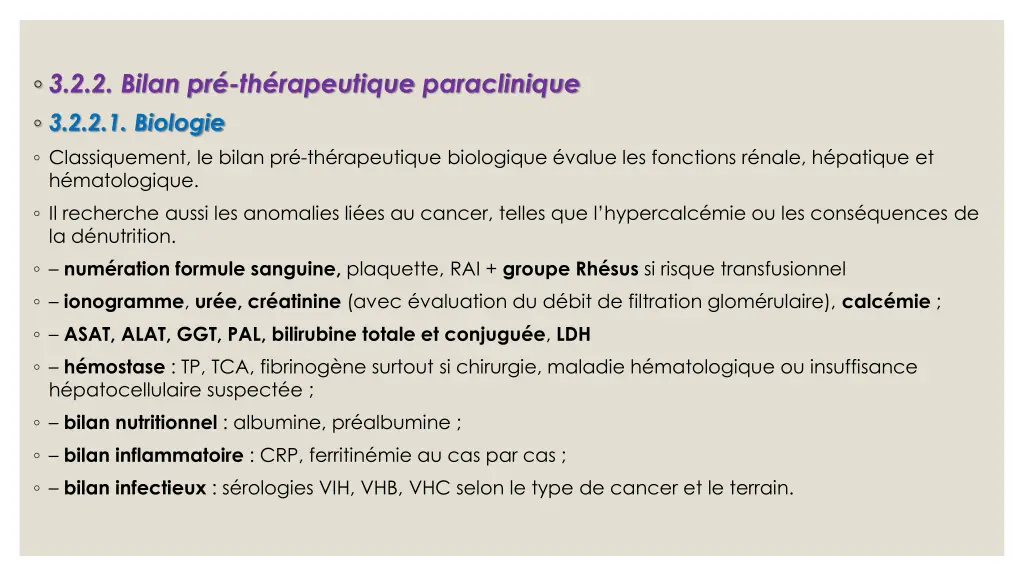 3 2 2 bilan pr th rapeutique paraclinique