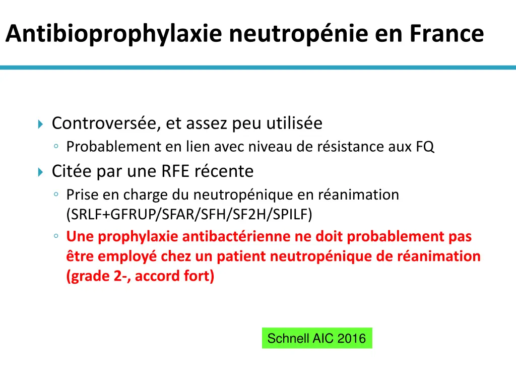 antibioprophylaxie neutrop nie en france
