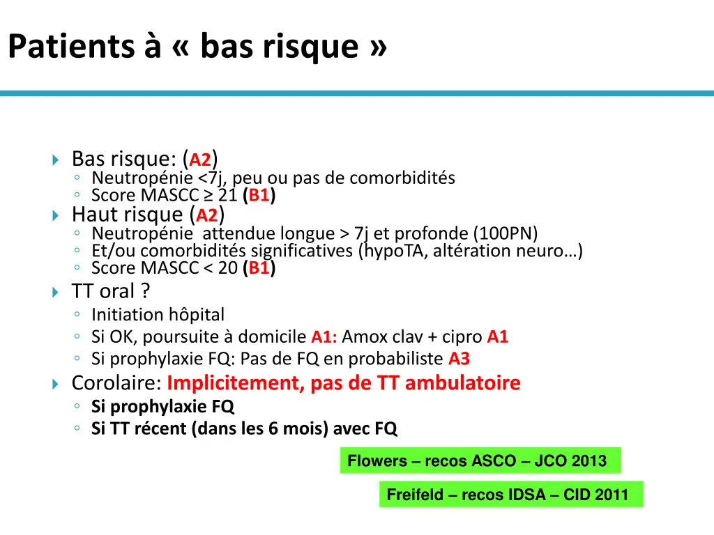 patients bas risque
