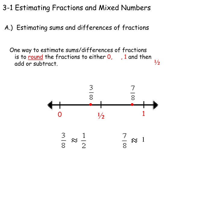 3 1 estimating fractions and mixed numbers