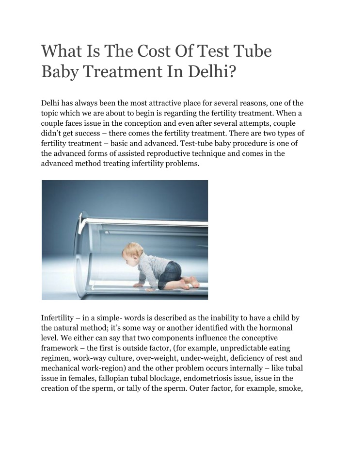 what is the cost of test tube baby treatment