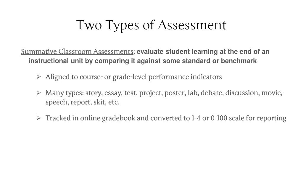 two types of assessment 1