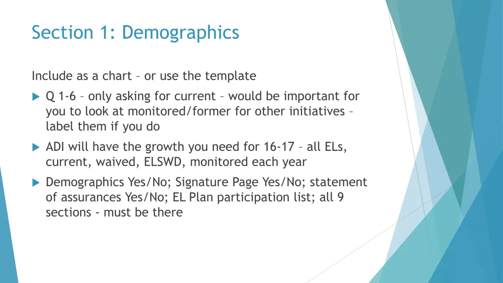 section 1 demographics