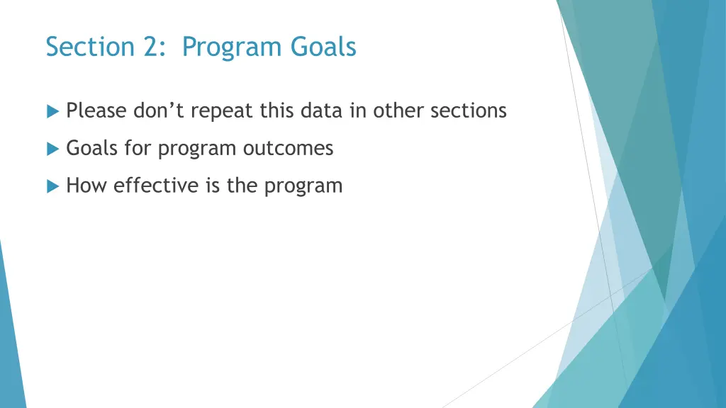 section 2 program goals