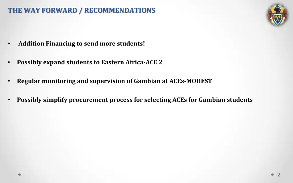the way forward recommendations