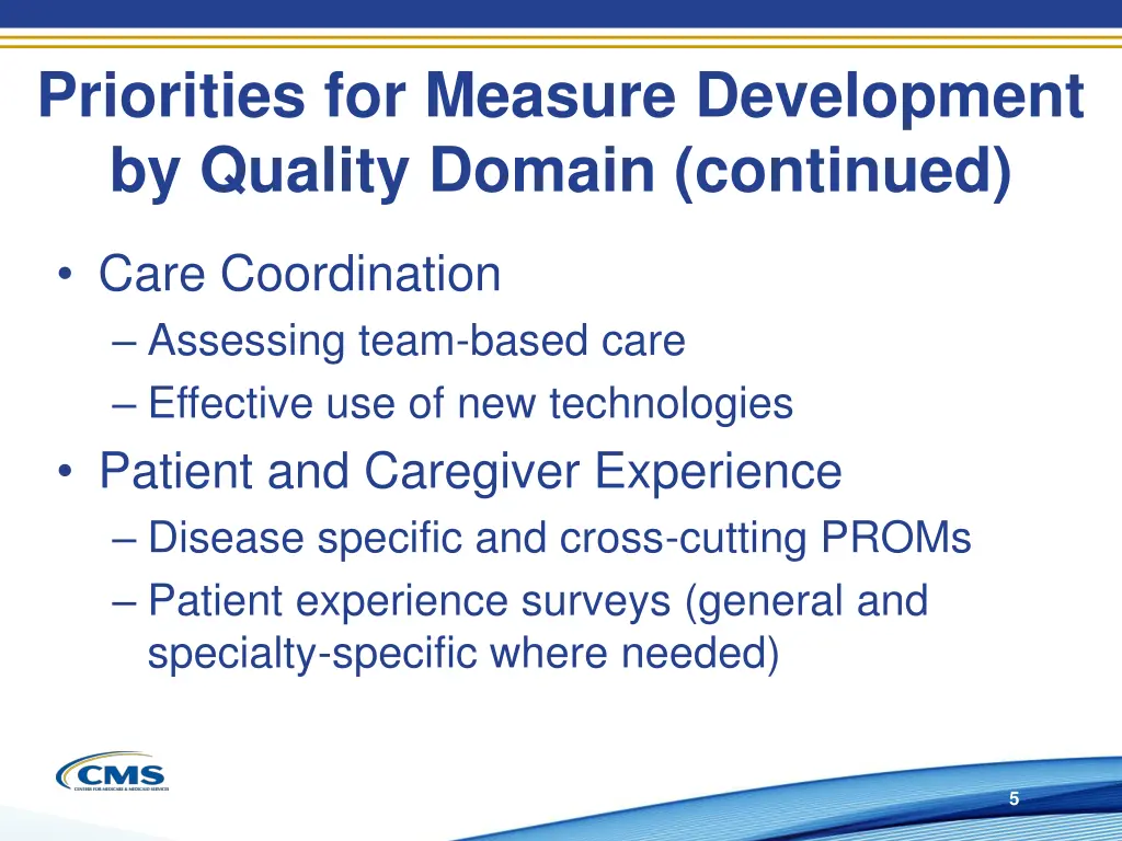 priorities for measure development by quality 1
