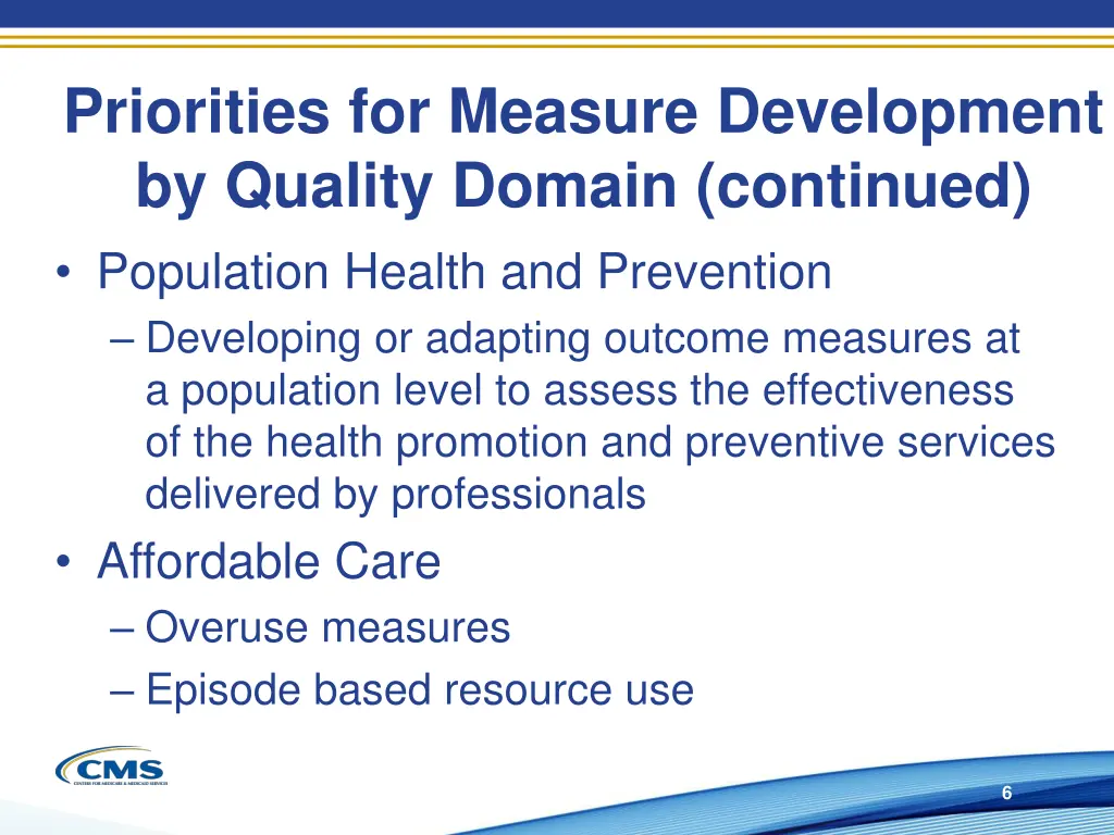 priorities for measure development by quality 2