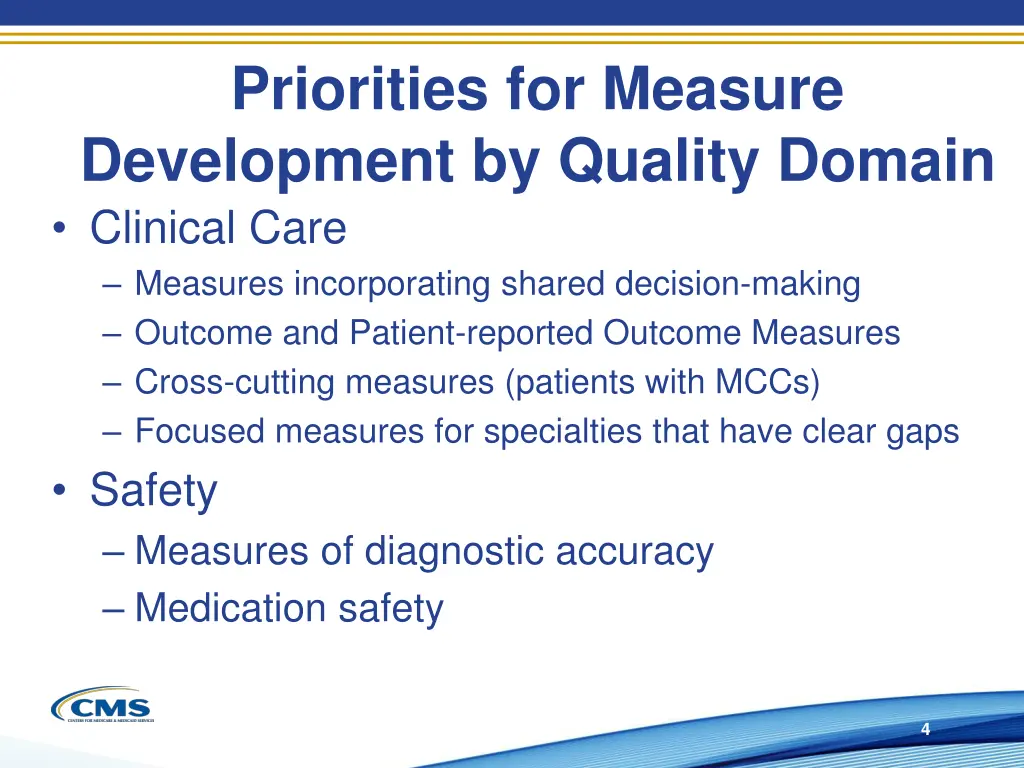 priorities for measure development by quality