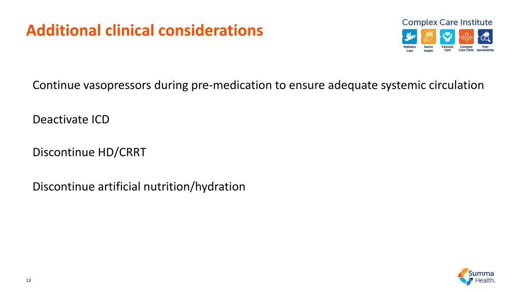 additional clinical considerations