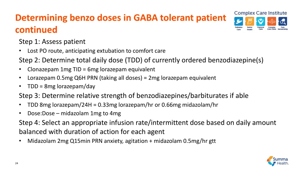 determining benzo doses in gaba tolerant patient 1
