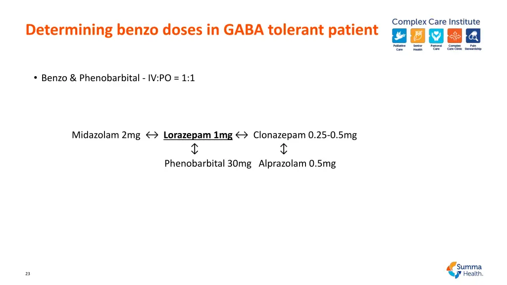 determining benzo doses in gaba tolerant patient