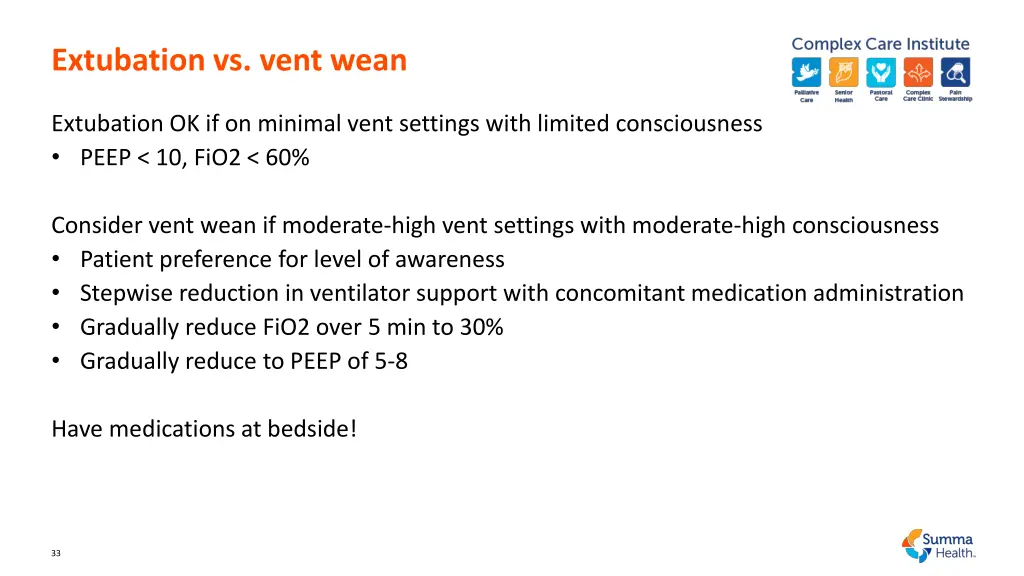 extubation vs vent wean