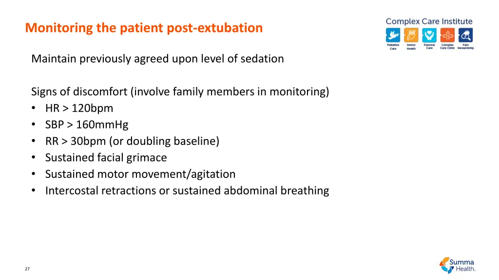 monitoring the patient post extubation