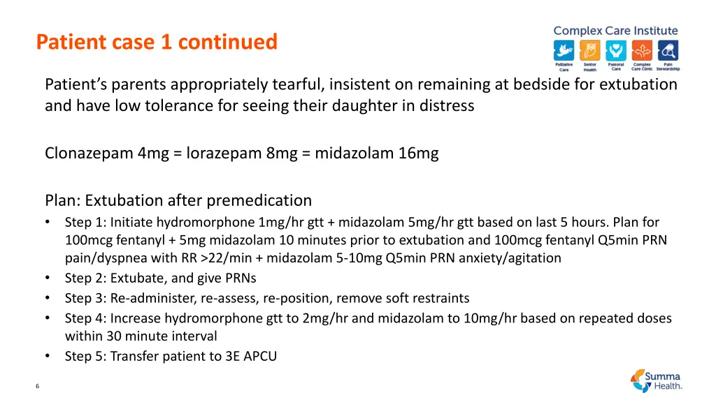 patient case 1 continued