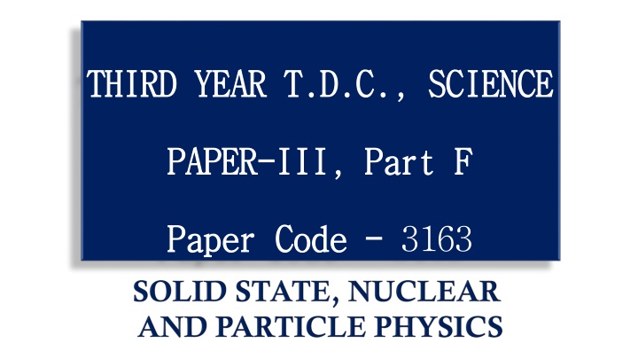 third year t d c third year t d c science