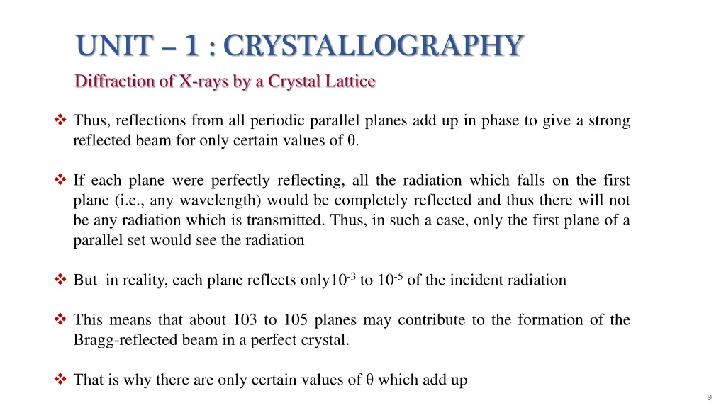 unit 1 crystallography diffraction of x rays 1