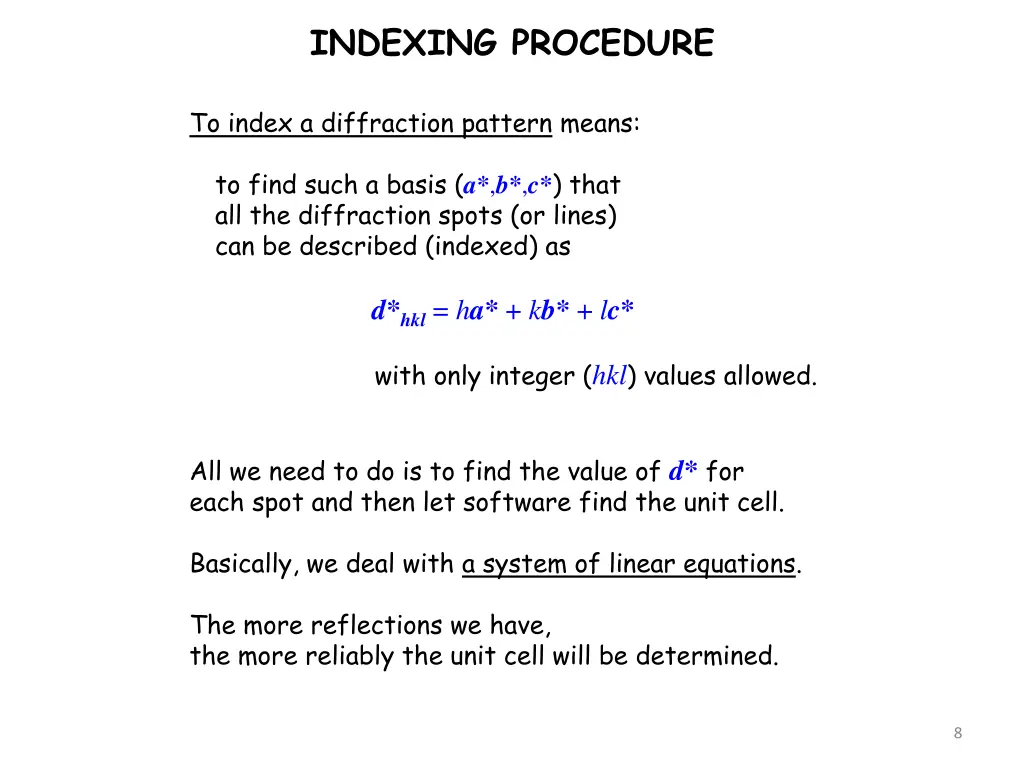 indexing procedure