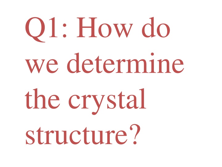 q1 how do we determine the crystal structure