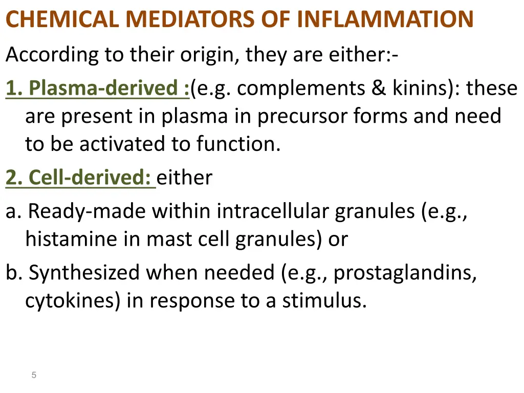 chemical mediators of inflammation according