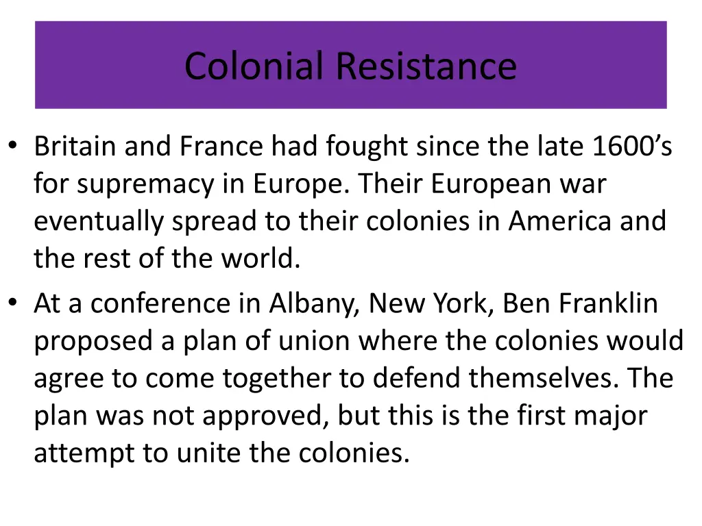 colonial resistance 1