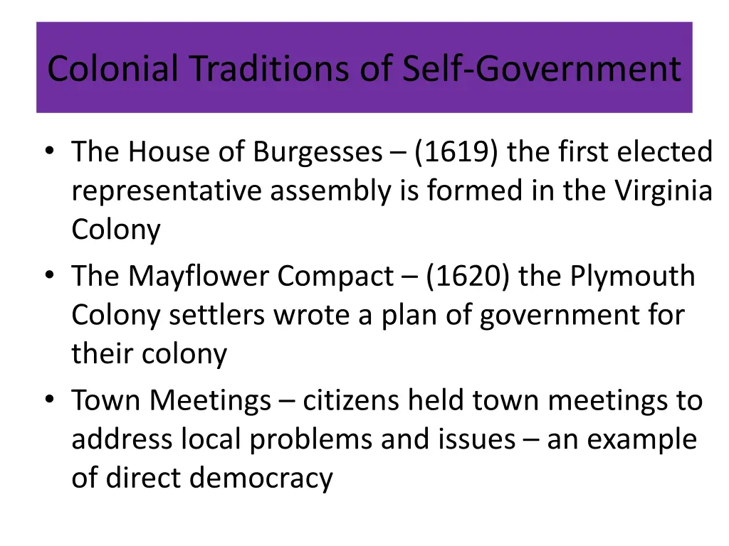 colonial traditions of self government