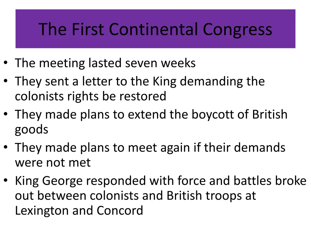 the first continental congress