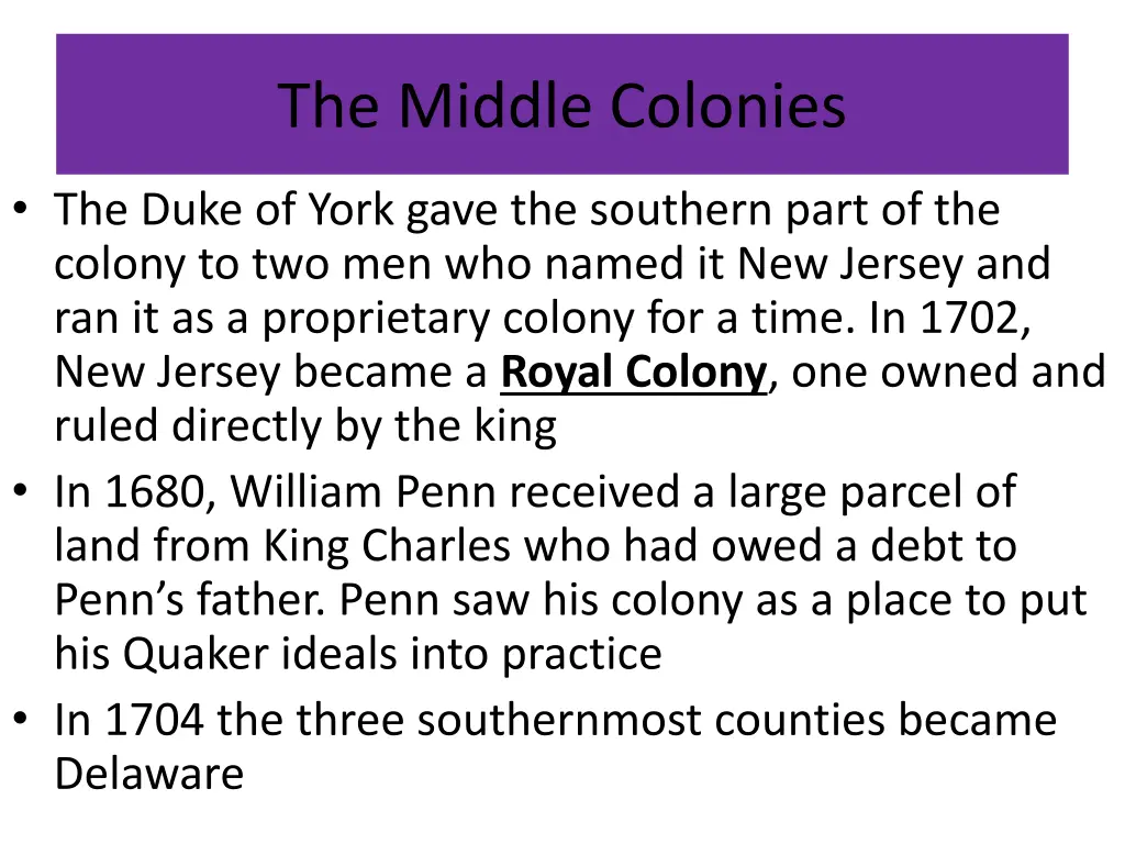 the middle colonies 1