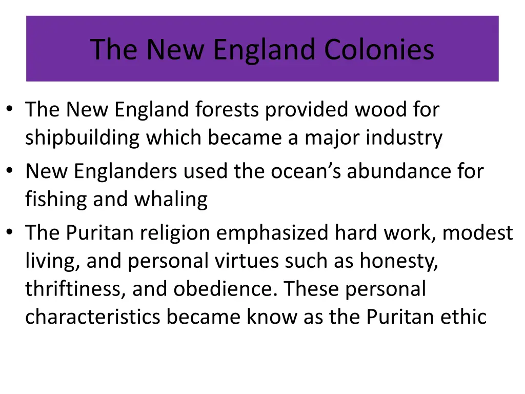 the new england colonies 1