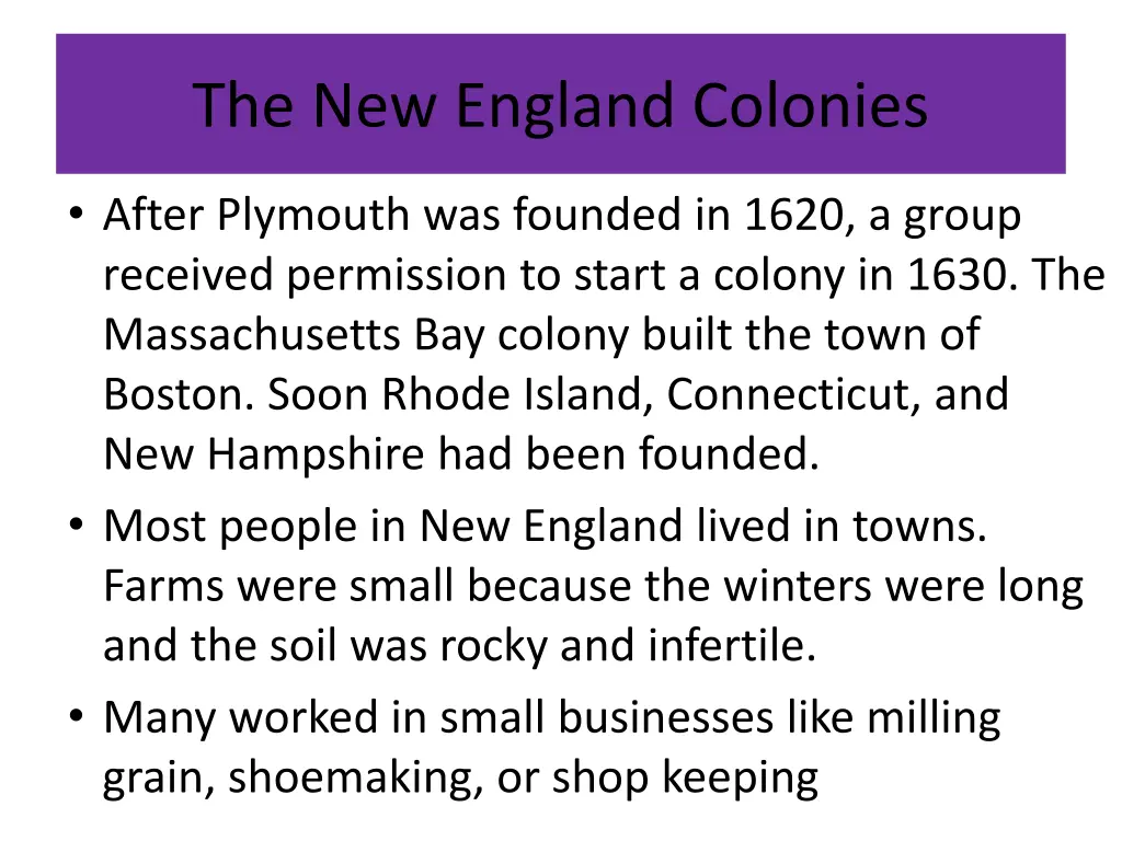 the new england colonies