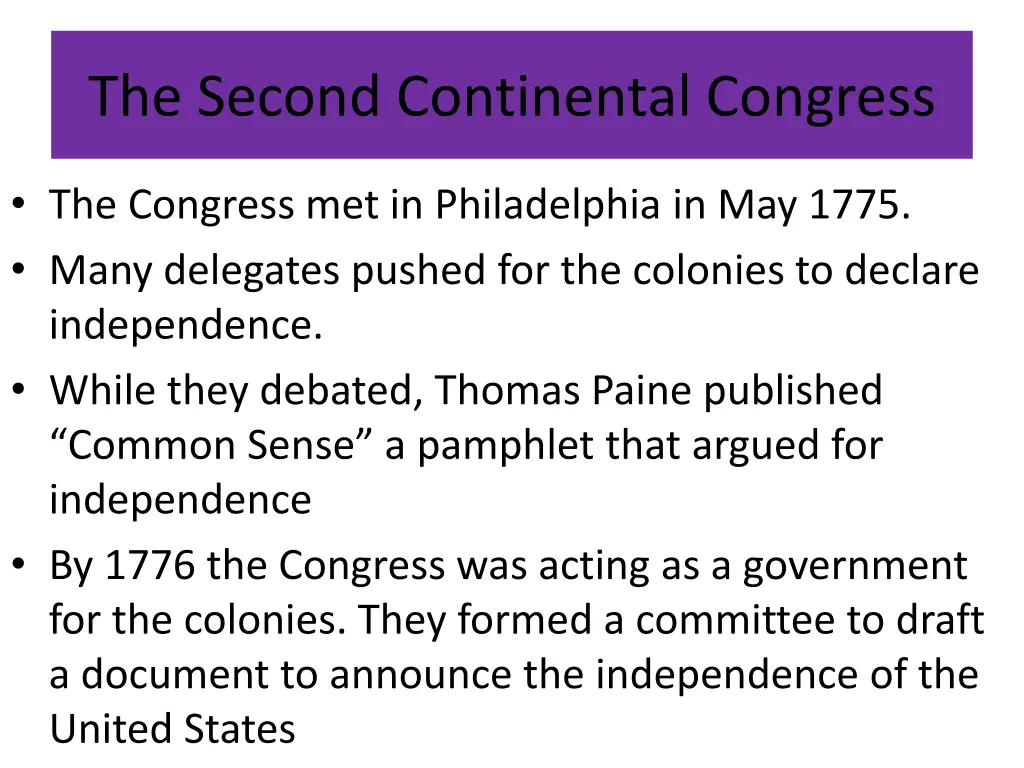 the second continental congress