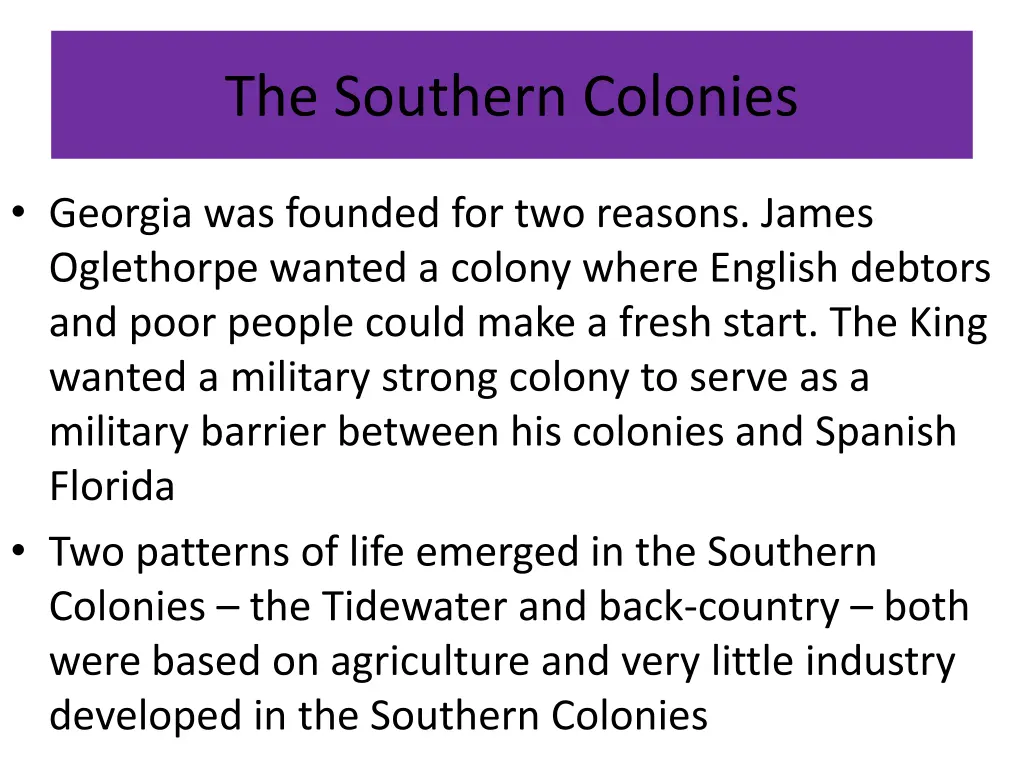 the southern colonies 1