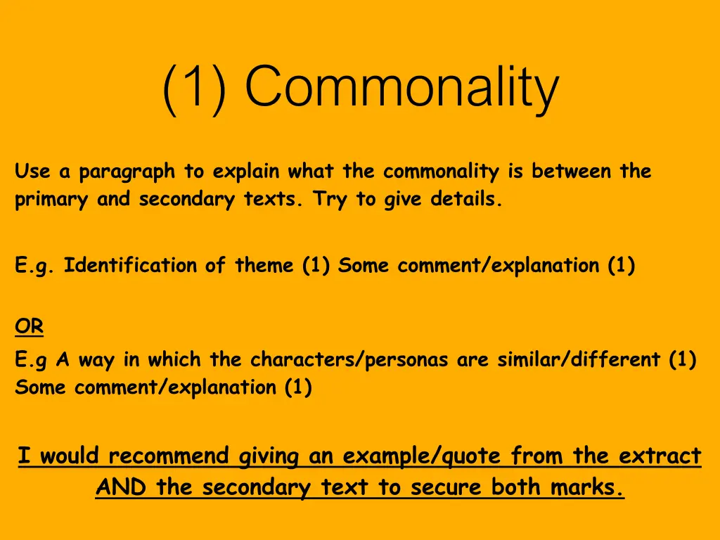 1 commonality
