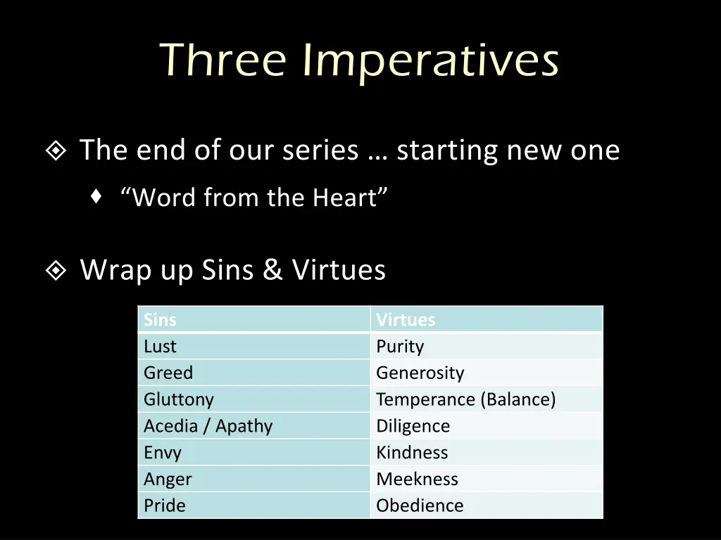 three imperatives