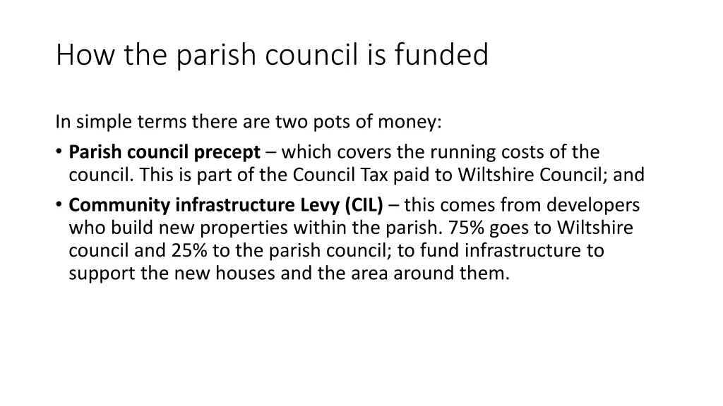 how the parish council is funded
