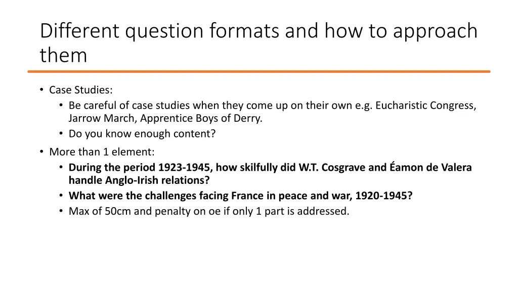 different question formats and how to approach