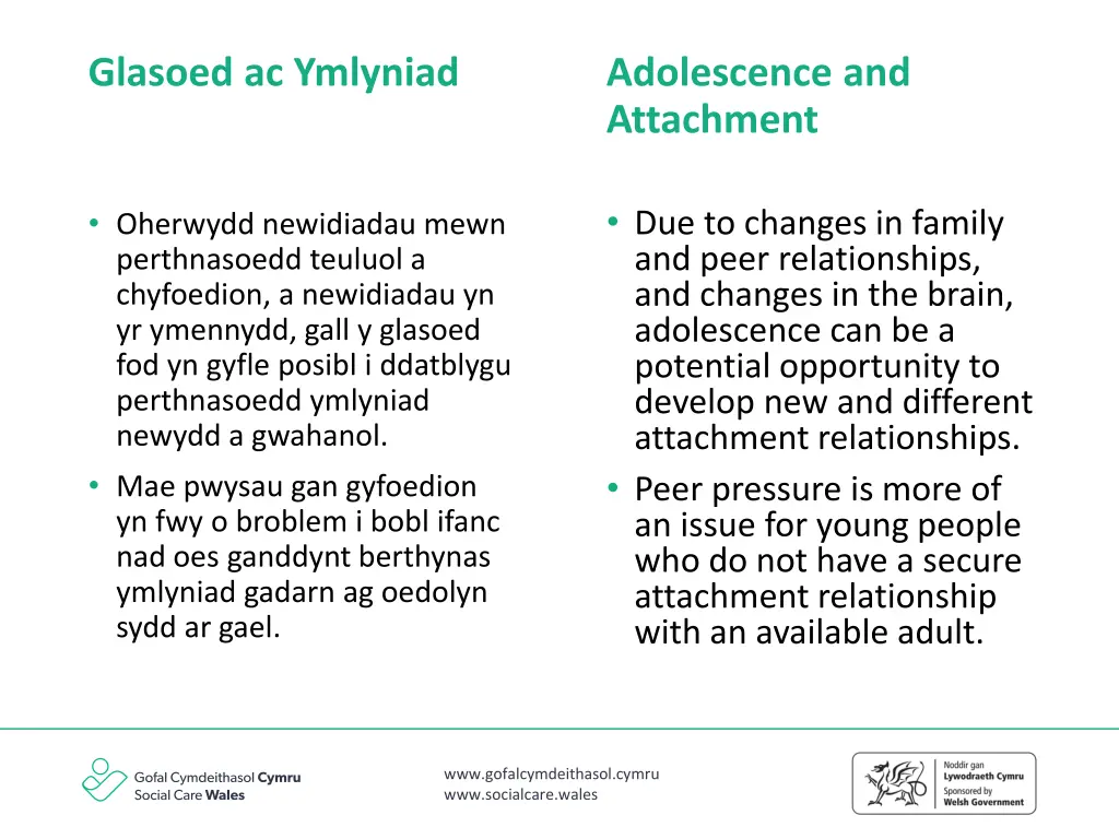 glasoed ac ymlyniad