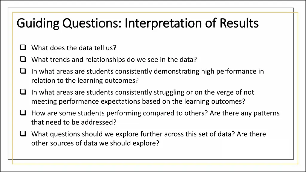 guiding questions interpretation of results