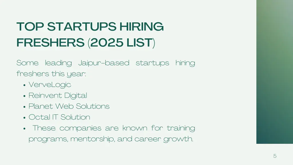 top startups hiring freshers 2025 list