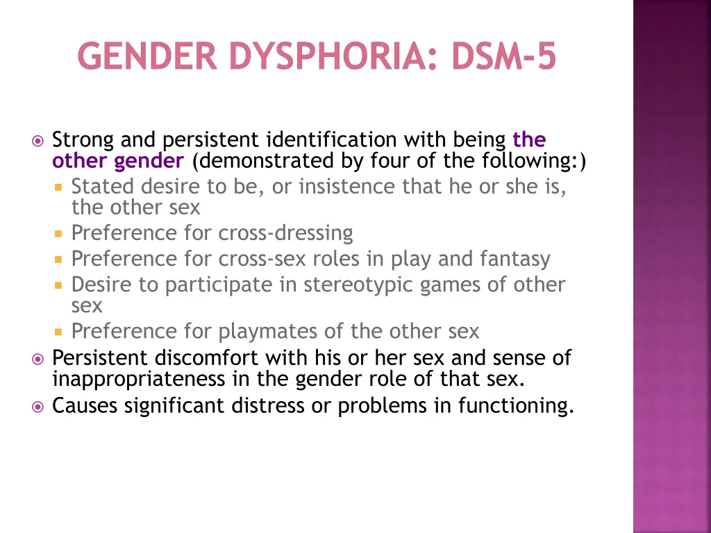 gender dysphoria dsm 5