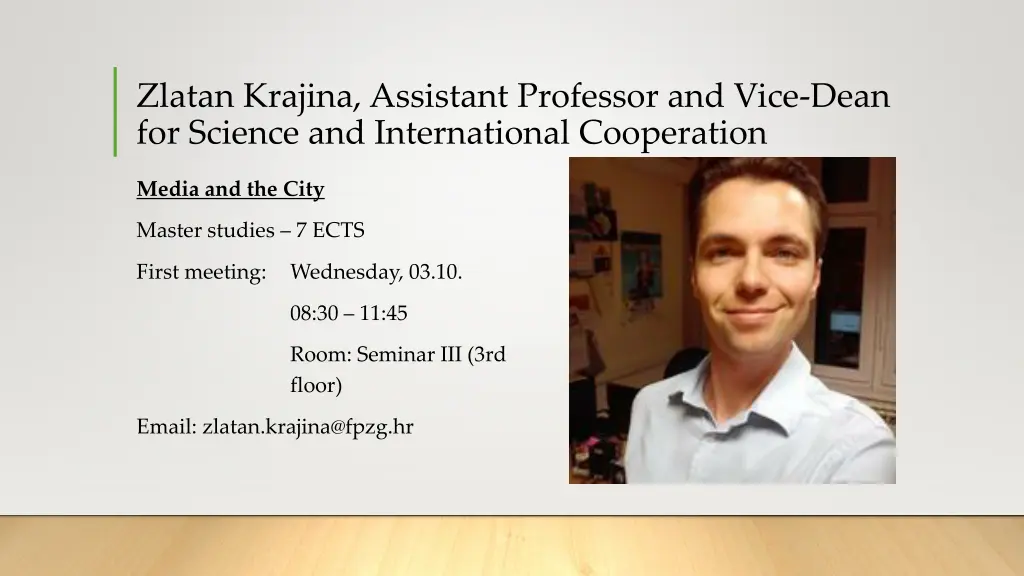 zlatan krajina assistant professor and vice dean