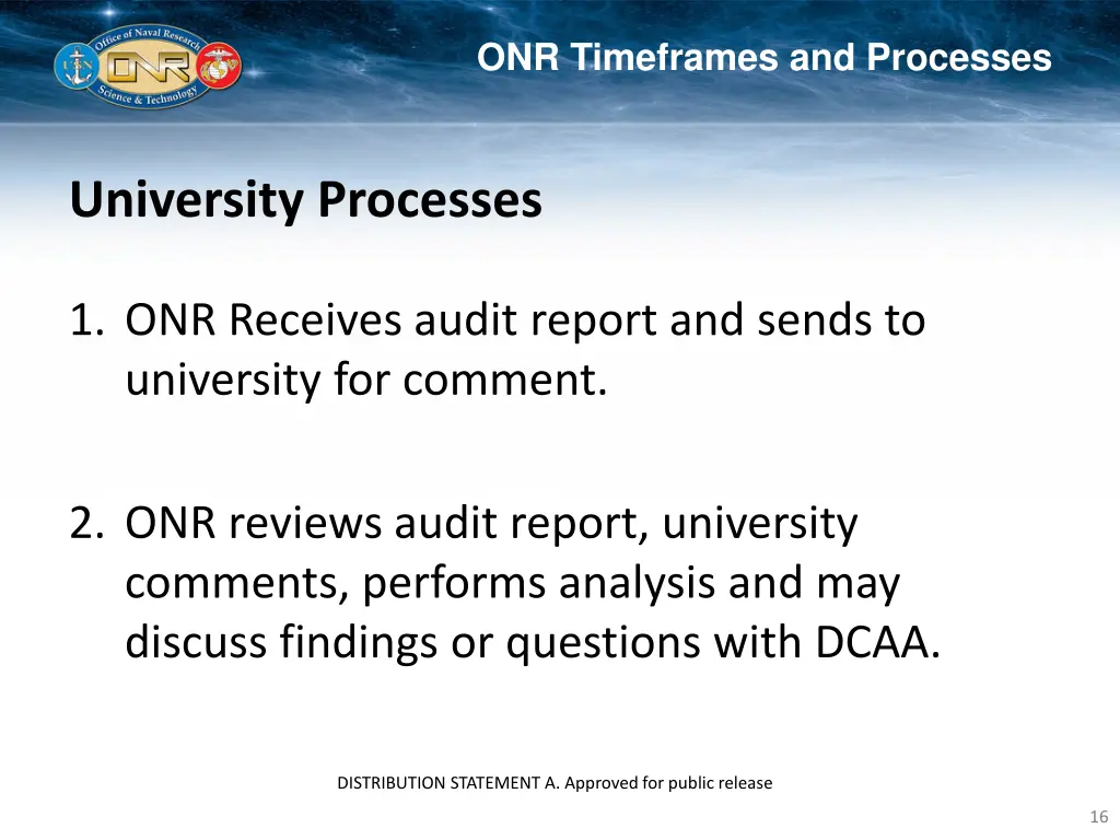 onr timeframes and processes 4